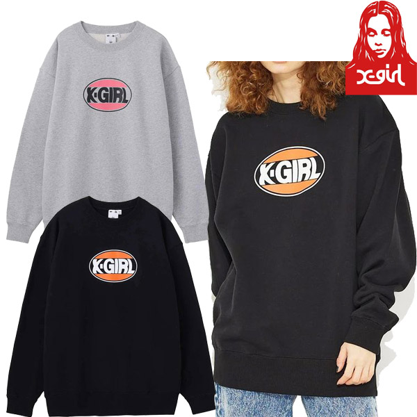 X-girl ( エックスガール ) - OVAL LOGO CREW SWEAT TOP - FAITHWEB