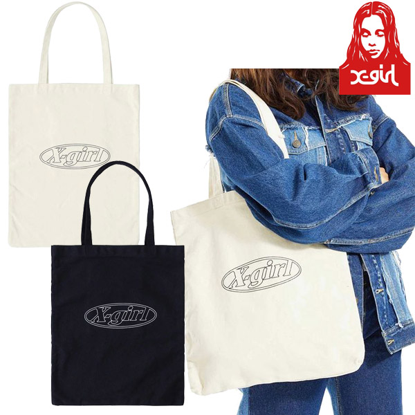 X-girl ( エックスガール ) - LINE OVAL LOGO TOTE BAG - FAITHWEB