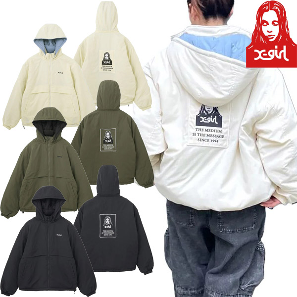 X-girl　リバーシブルジャケット　М　OLIVE　エックスガール　オリーブ X-girl（エックスガール）の「REVERSIBLE QUILTED JACKET