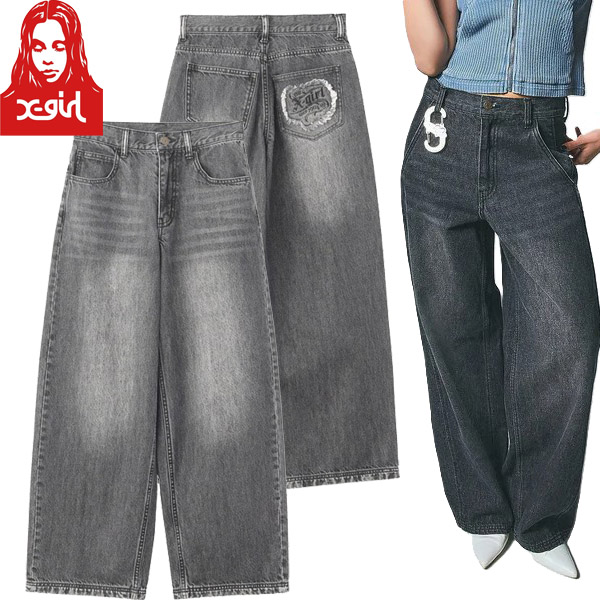 パンツ X-girl LOGO POCKET LOOSE DENIM PANTS ☆予約商品☆ X-girl ( エックスガール ) - LOGO POCKET LOOSE