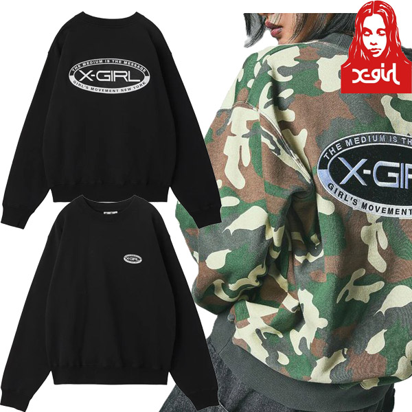 ☆予約☆ X-girl ( エックスガール ) - EMBROIDERY OVAL LOGO SWEAT TOP