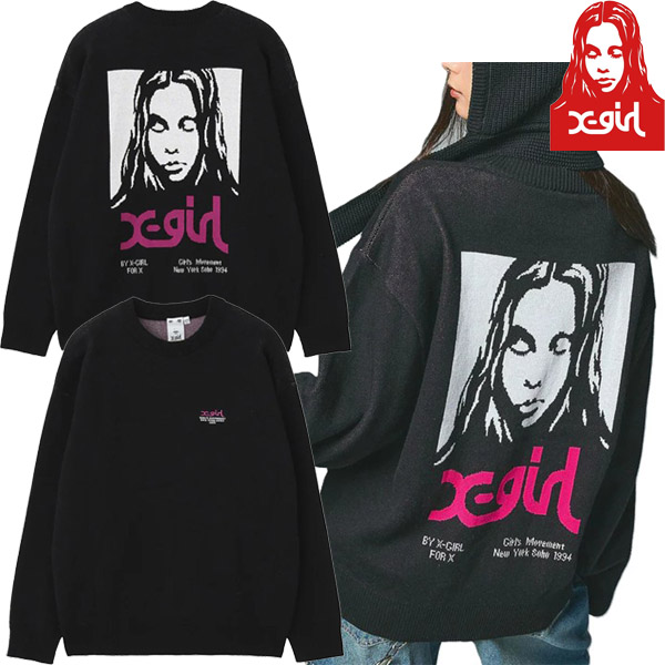 ☆予約☆ X-girl ( エックスガール ) - FACE JACQUARD KNIT TOP