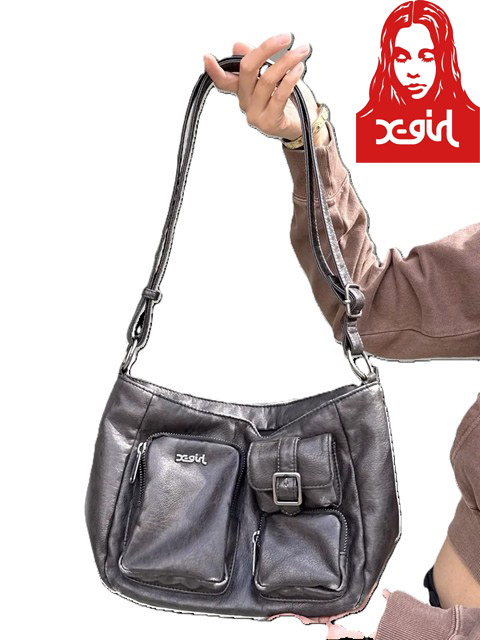 X-girl ( エックスガール ) - MULTI POCKET FADED FAUX LEATHER BAG