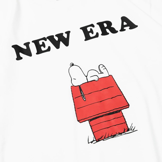 New Era ニューエラ 半袖 コットン Tシャツ Peanuts スヌーピー 犬小屋 レギュラーフィット ホワイト Faithweb