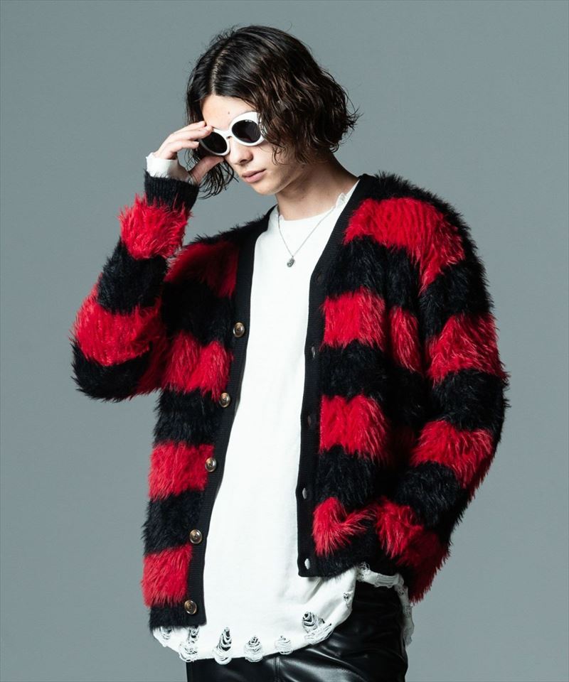 glamb ( グラム ) - GB0422/KNT09 : Fuzzy Border Cardigan / ファジー ...